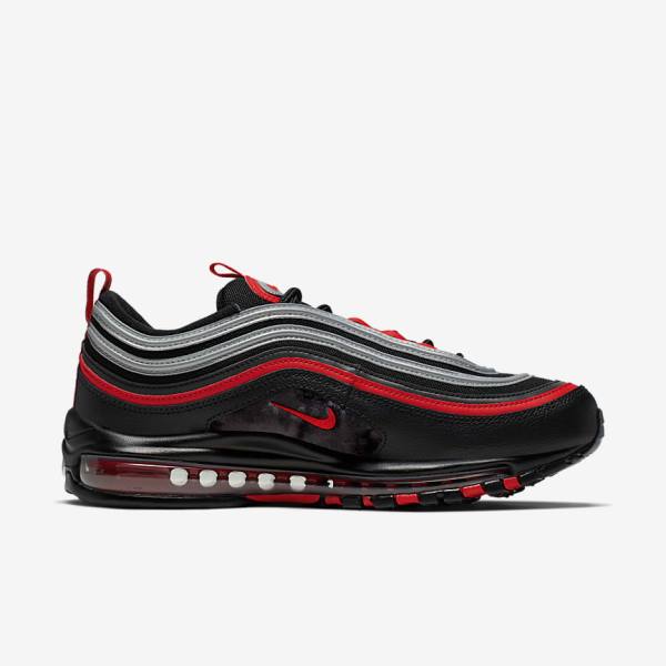 Men's Nike Air Max 97 Sneakers Black / Metal Silver / Red | NK457TDN