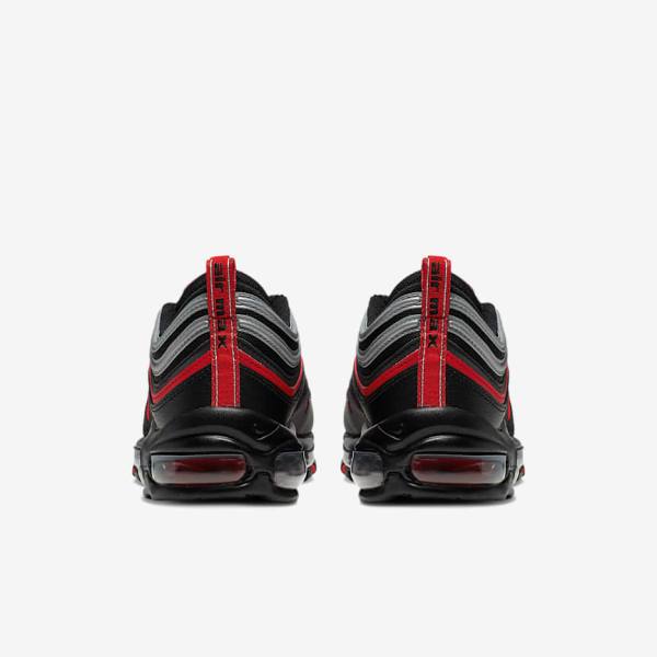 Men's Nike Air Max 97 Sneakers Black / Metal Silver / Red | NK457TDN