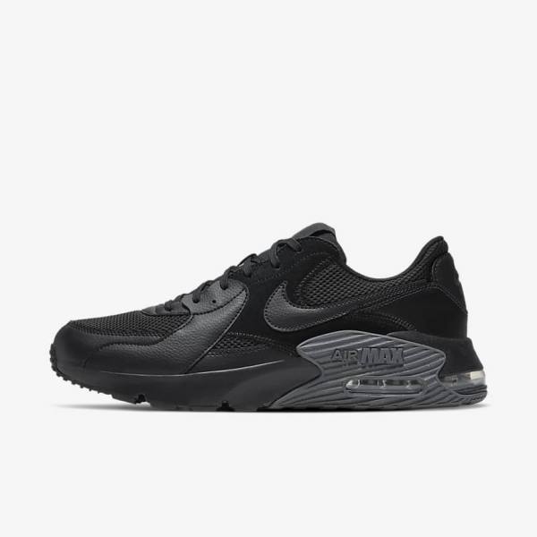 Men\'s Nike Air Max Excee Sneakers Black / Dark Grey | NK241LSB