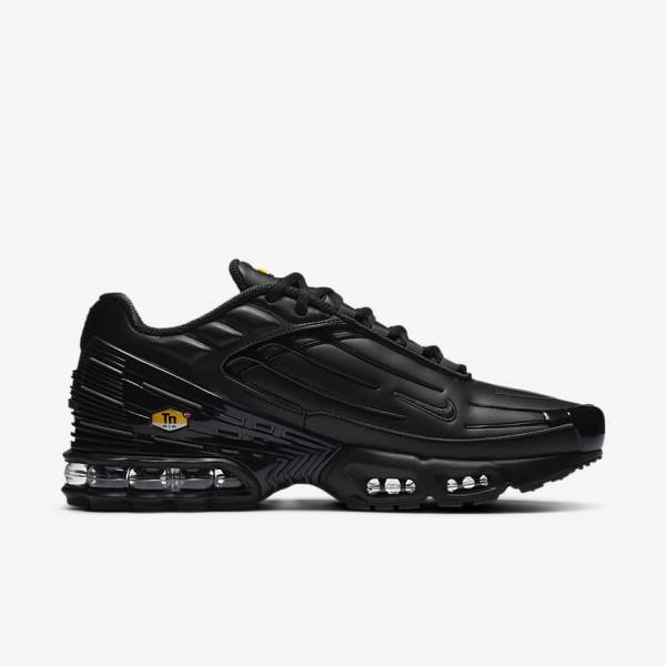 Men's Nike Air Max Plus 3 Leather Sneakers Black / Dark Grey | NK598OXP