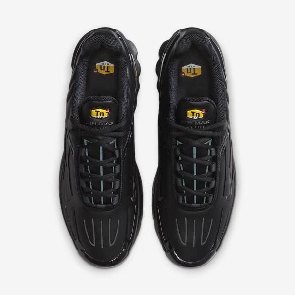 Men's Nike Air Max Plus 3 Leather Sneakers Black / Dark Grey | NK598OXP