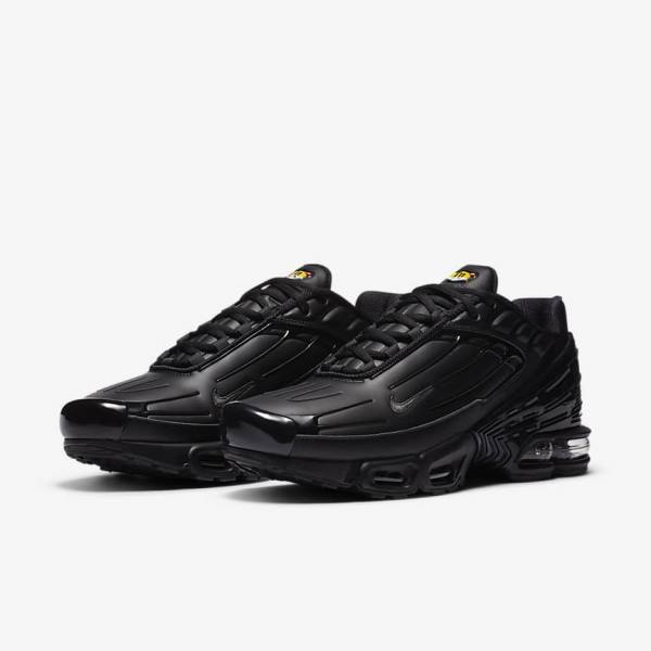 Men's Nike Air Max Plus 3 Leather Sneakers Black / Dark Grey | NK598OXP