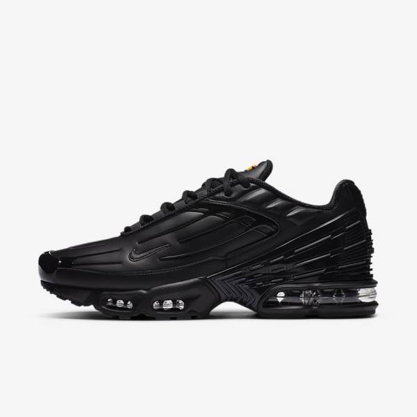 Men\'s Nike Air Max Plus 3 Leather Sneakers Black / Dark Grey | NK598OXP