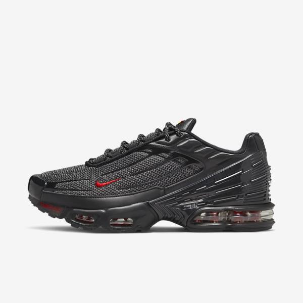 Men\'s Nike Air Max Plus 3 Sneakers Black / Silver / Red | NK394DLB