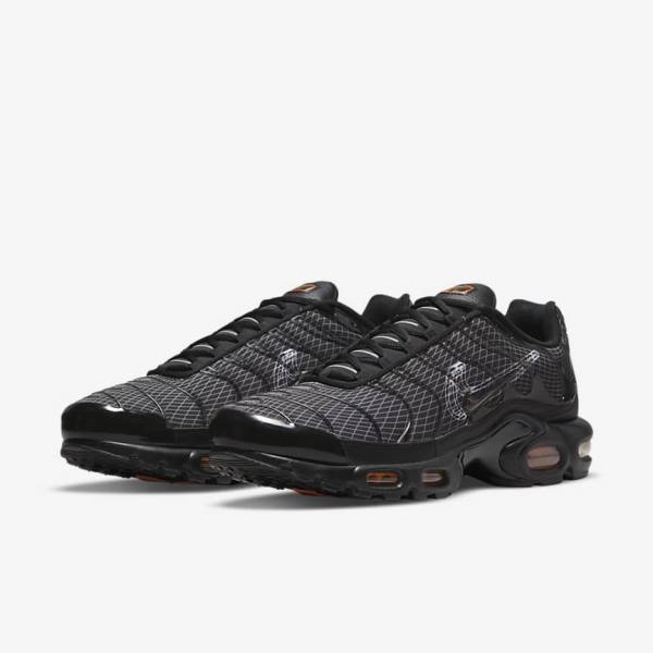 Men's Nike Air Max Plus Sneakers Black / Orange / Grey / White | NK745VUW