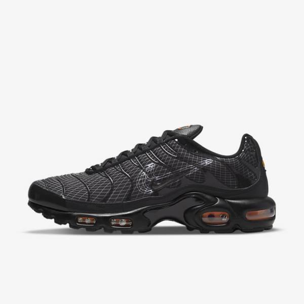 Men\'s Nike Air Max Plus Sneakers Black / Orange / Grey / White | NK745VUW