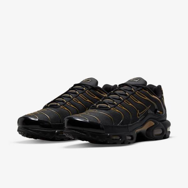 Men's Nike Air Max Plus Sneakers Black / Brown / Gold | NK815EZQ