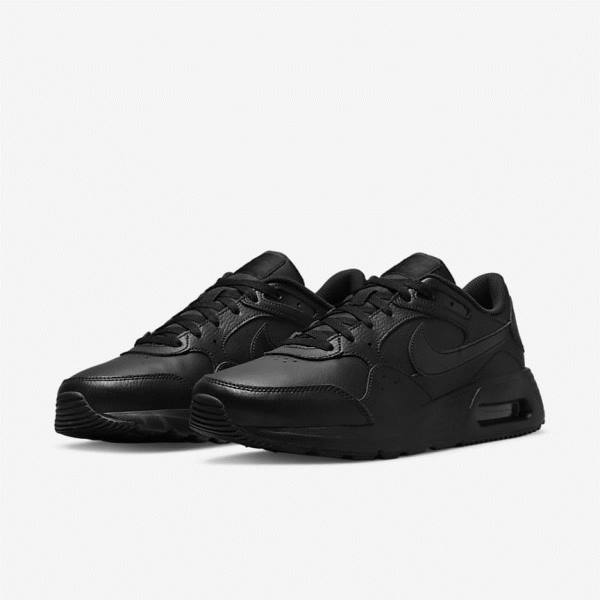 Men's Nike Air Max SC Leather Sneakers Black | NK549JAS