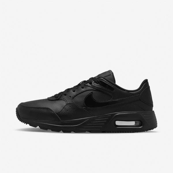 Men\'s Nike Air Max SC Leather Sneakers Black | NK549JAS