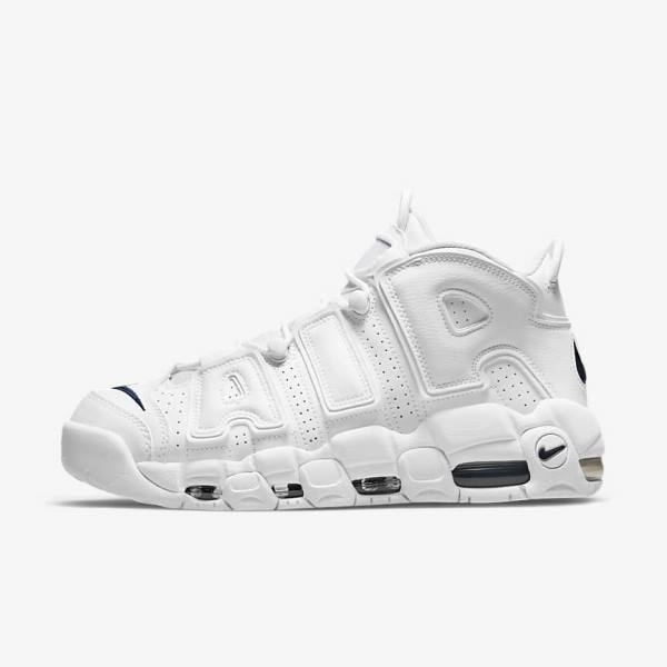 Men\'s Nike Air More Uptempo 96 Sneakers White / Navy | NK641GTX