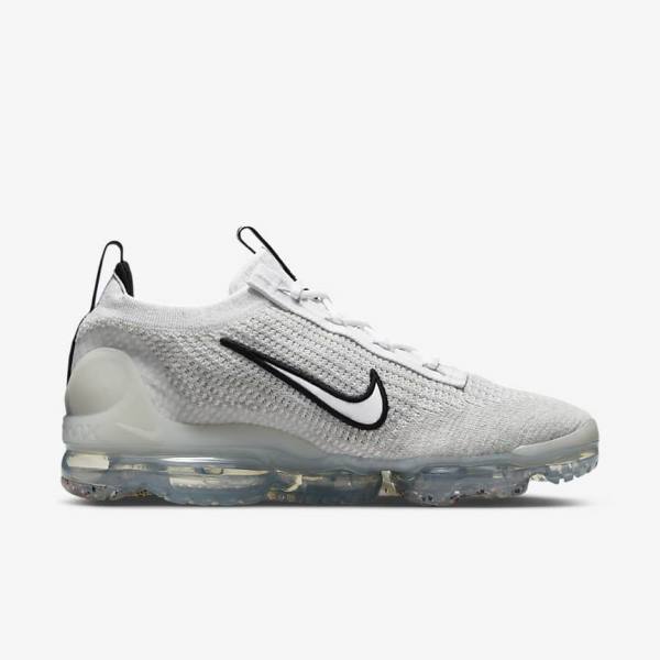 Men's Nike Air VaporMax 2021 FK Sneakers White / Black / Metal Silver | NK294PCG