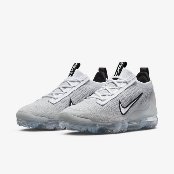 Men's Nike Air VaporMax 2021 FK Sneakers White / Black / Metal Silver | NK294PCG