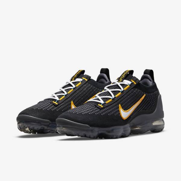 Men's Nike Air VaporMax 2021 FK Sneakers Black / Gold / Dark Grey / White | NK948EKQ