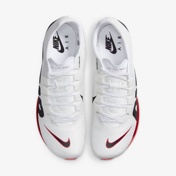 Men's Nike Air Zoom Maxfly More Uptempo Athletics Sprinting Spikes Running Shoes White / Red / Black | NK625MNY