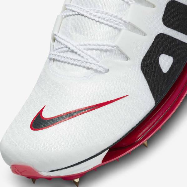 Men's Nike Air Zoom Maxfly More Uptempo Athletics Sprinting Spikes Running Shoes White / Red / Black | NK625MNY