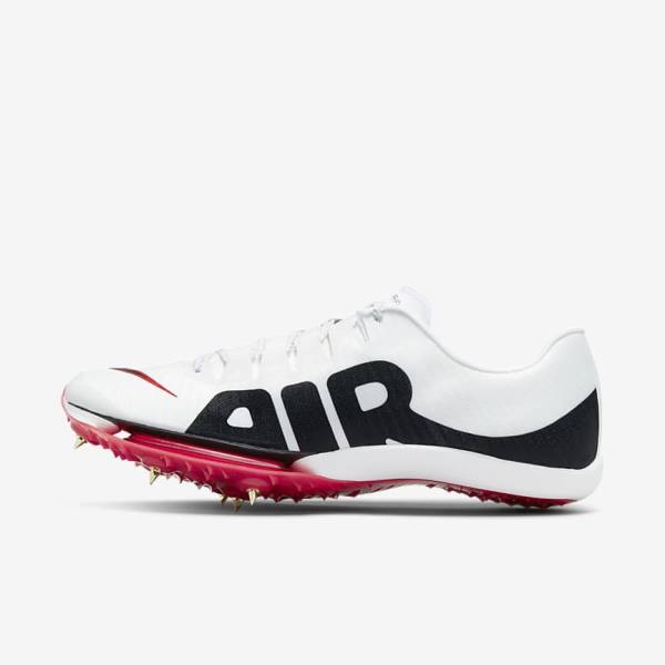 Men\'s Nike Air Zoom Maxfly More Uptempo Athletics Sprinting Spikes Running Shoes White / Red / Black | NK625MNY