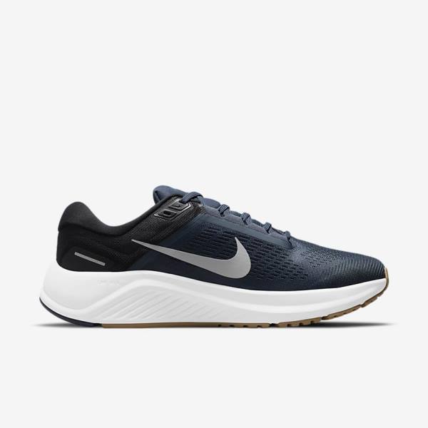 Men's Nike Air Zoom Structure 24 Road Running Shoes Blue / Black / Dark Obsidian / Grey | NK097QAM