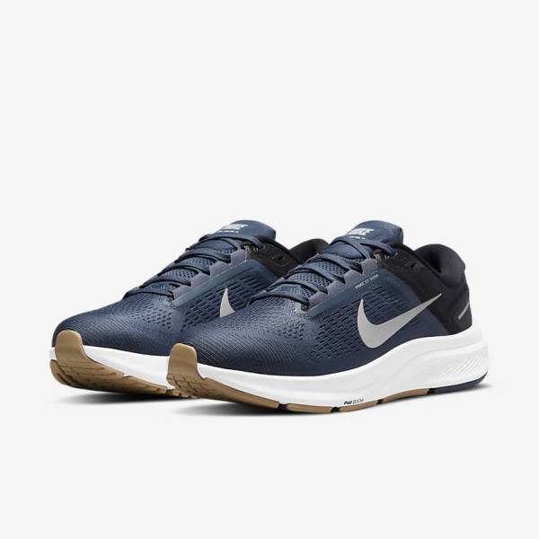 Men's Nike Air Zoom Structure 24 Road Running Shoes Blue / Black / Dark Obsidian / Grey | NK097QAM