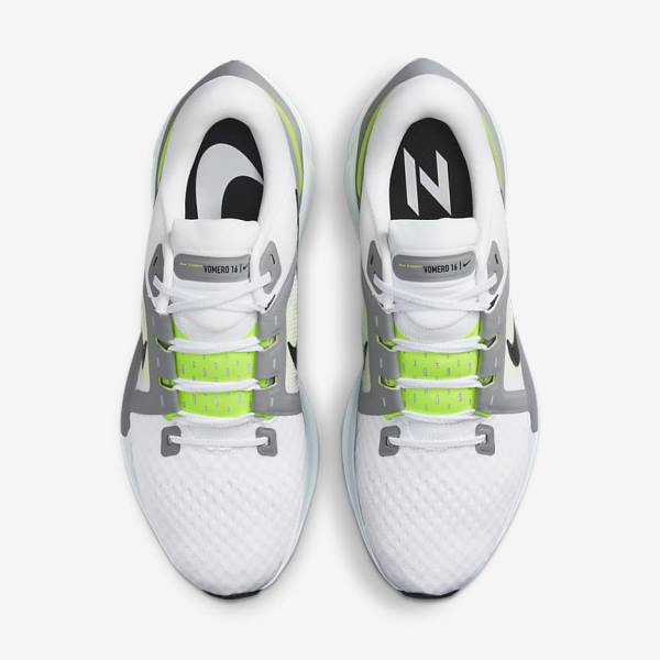 Men's Nike Air Zoom Vomero 16 Running Shoes White / Grey / Black | NK750AUV