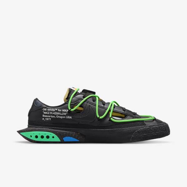 Men's Nike Blazer Low 77 x Off-White™ Sneakers Black / Green / Black | NK576BXL