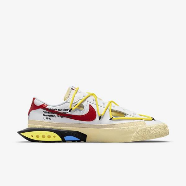 Men's Nike Blazer Low 77 x Off-White™ Sneakers White / Yellow / Khaki / Red | NK703NKI