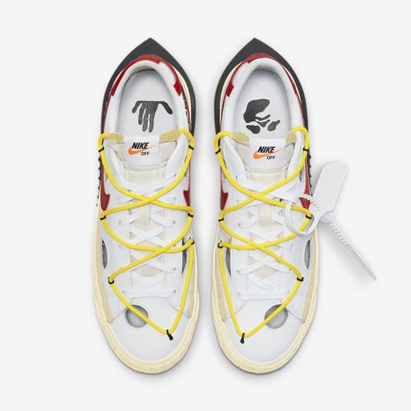 Men's Nike Blazer Low 77 x Off-White™ Sneakers White / Yellow / Khaki / Red | NK703NKI