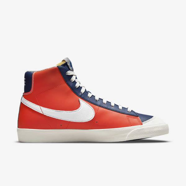 Men's Nike Blazer Mid 77 EMB Sneakers White / Blue / Orange | NK108UKD