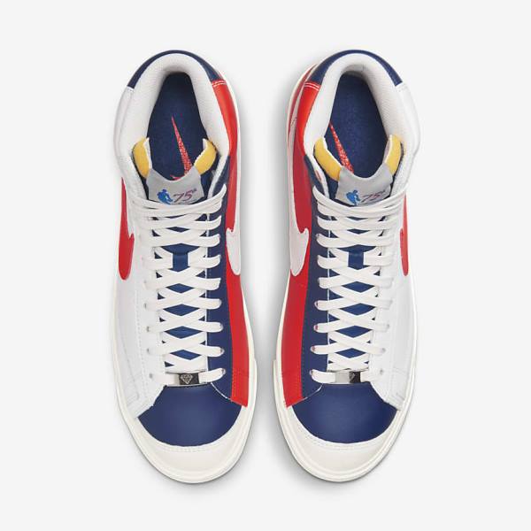 Men's Nike Blazer Mid 77 EMB Sneakers White / Blue / Orange | NK108UKD