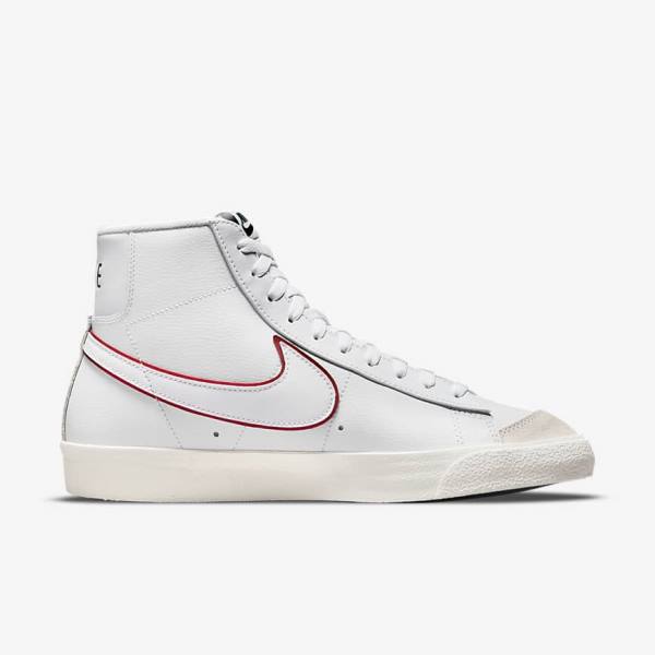 Men's Nike Blazer Mid 77 Sneakers White / Green / Metal Silver / Red | NK643QOD