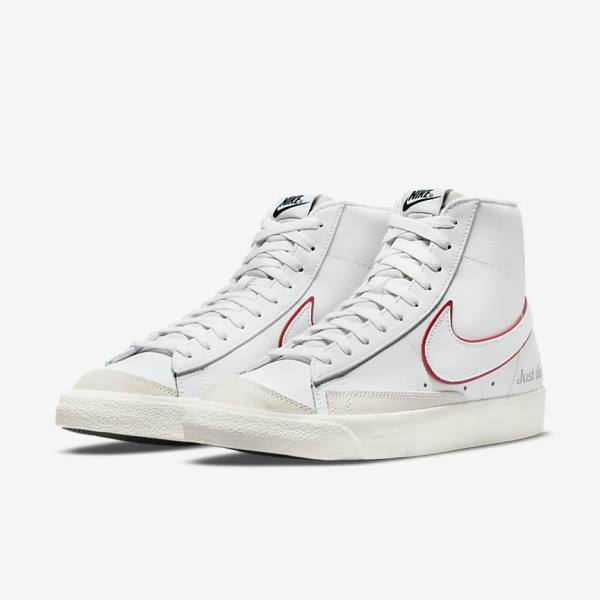 Men's Nike Blazer Mid 77 Sneakers White / Green / Metal Silver / Red | NK643QOD