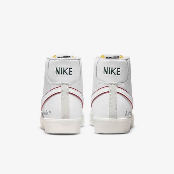 Men's Nike Blazer Mid 77 Sneakers White / Green / Metal Silver / Red | NK643QOD