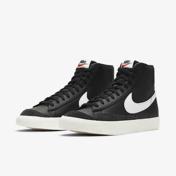 Men's Nike Blazer Mid 77 Vintage Sneakers Black | NK157YSV