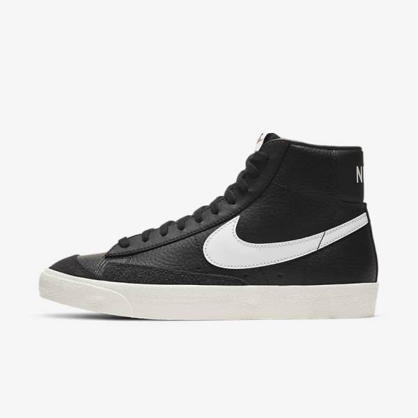 Men\'s Nike Blazer Mid 77 Vintage Sneakers Black | NK157YSV