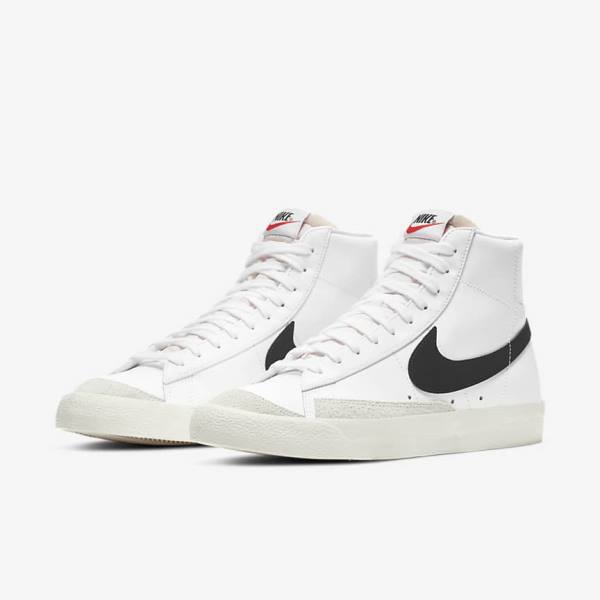 Men's Nike Blazer Mid 77 Vintage Sneakers White / Black | NK628HXA