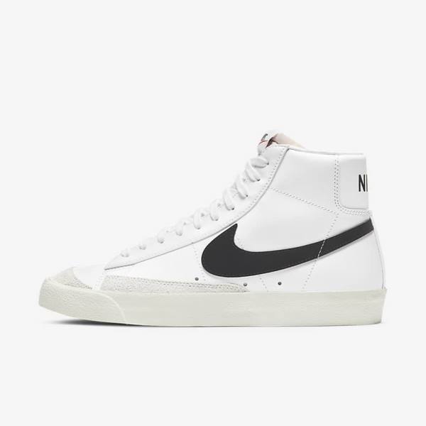 Men\'s Nike Blazer Mid 77 Vintage Sneakers White / Black | NK628HXA