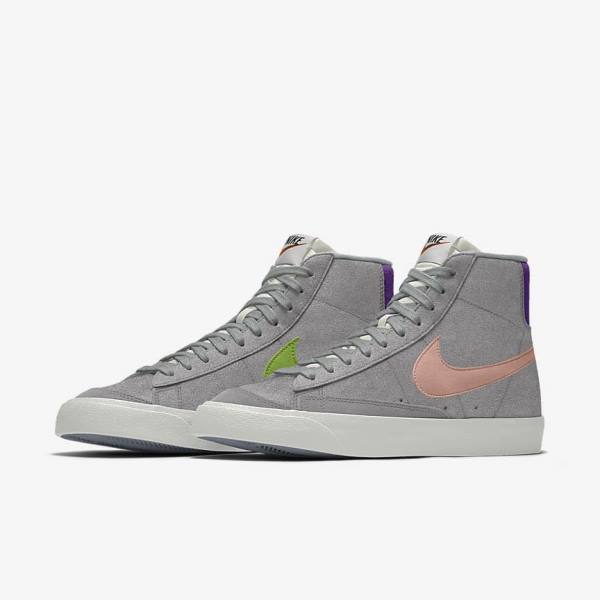 Men's Nike Blazer Mid By You Custom Sneakers Multicolor | NK430RBG