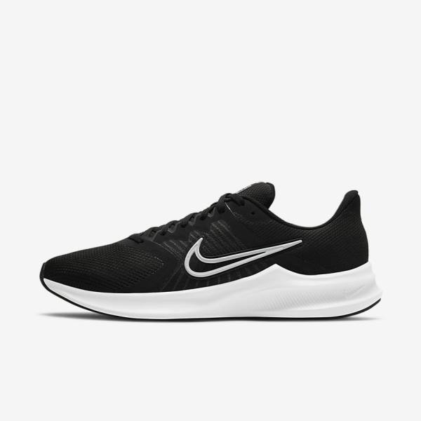 Men\'s Nike Downshifter 11 Road Running Shoes Black / Dark Grey / White | NK104CWK