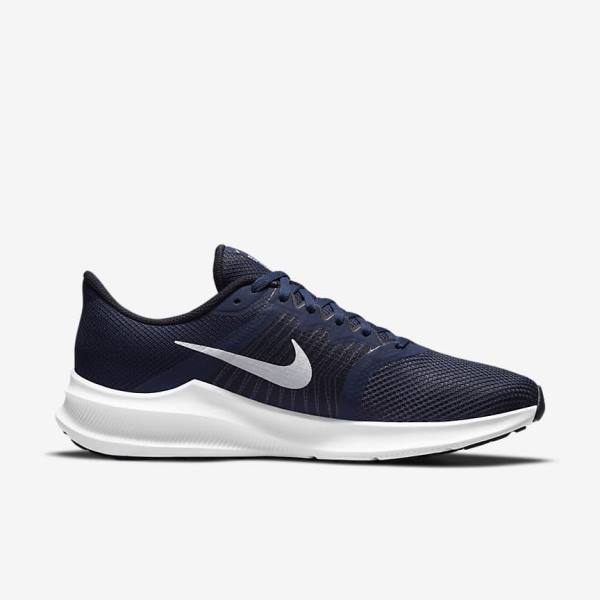 Men's Nike Downshifter 11 Road Running Shoes Navy / Dark Obsidian / White | NK985DKW