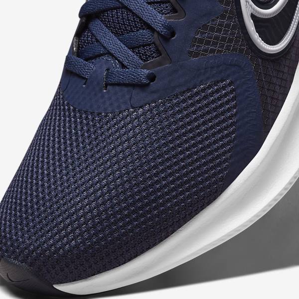 Men's Nike Downshifter 11 Road Running Shoes Navy / Dark Obsidian / White | NK985DKW