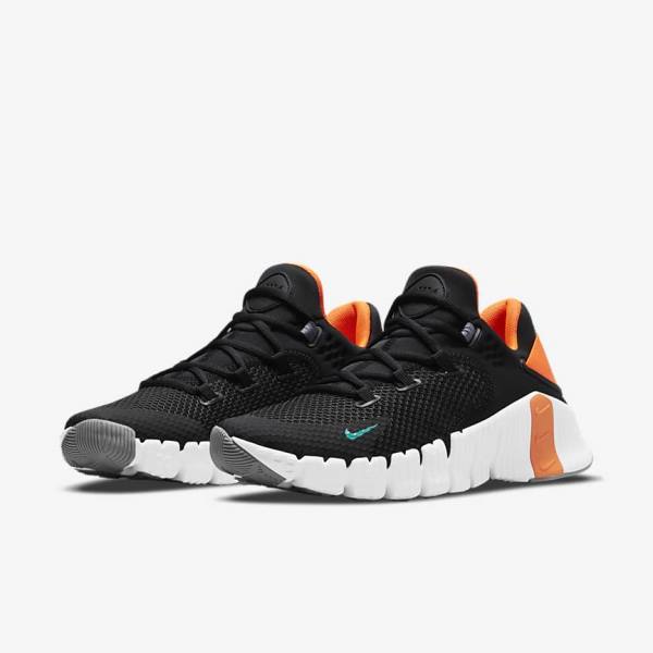 Men's Nike Free Metcon 4 Training Shoes Black / Orange / White / Turquoise | NK245UJL