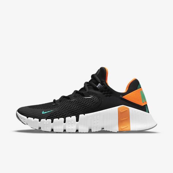 Men\'s Nike Free Metcon 4 Training Shoes Black / Orange / White / Turquoise | NK245UJL