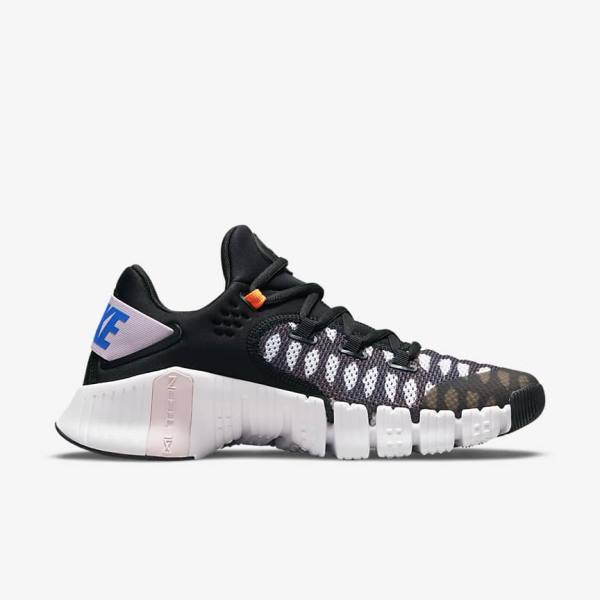 Men's Nike Free Metcon 4 Training Shoes Black / White / Blue / Yellow | NK738SPF