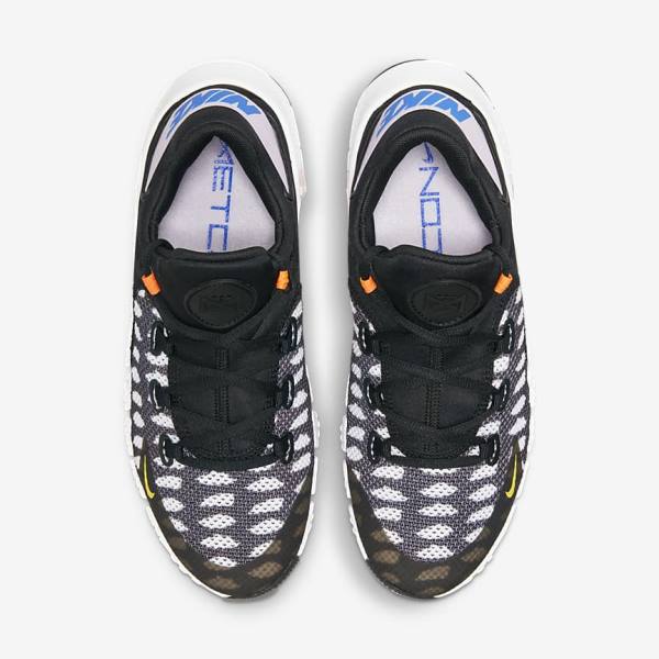 Men's Nike Free Metcon 4 Training Shoes Black / White / Blue / Yellow | NK738SPF