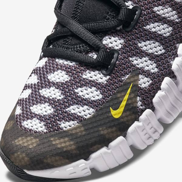 Men's Nike Free Metcon 4 Training Shoes Black / White / Blue / Yellow | NK738SPF