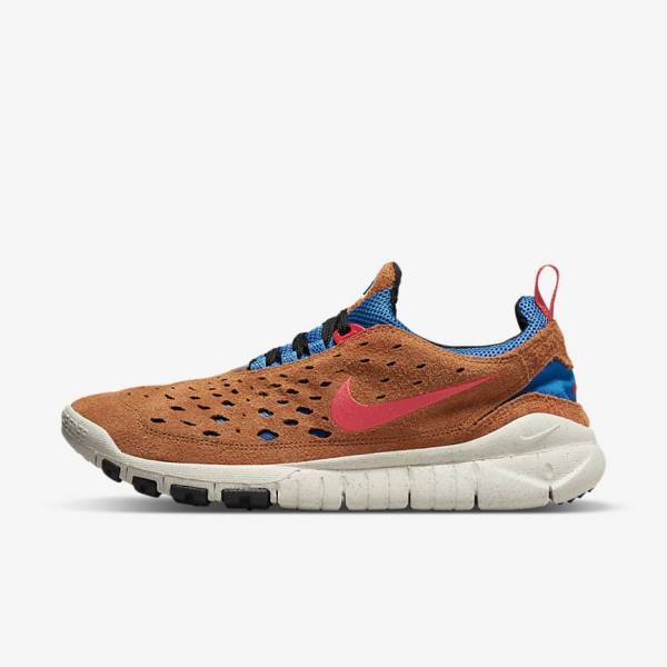 Men\'s Nike Free Run Trail Sneakers Blue / Light Cream / Red | NK941OWY