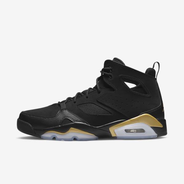 Men\'s Nike Jordan Flight Club 91 Jordan Shoes Black / Metal Gold | NK794PIE