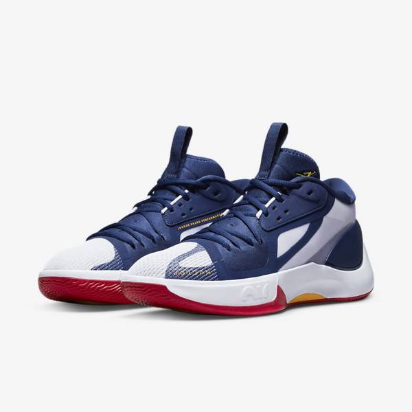 Men's Nike Jordan Zoom Separate Basketball Shoes Navy / White / Red / Gold | NK637YZG