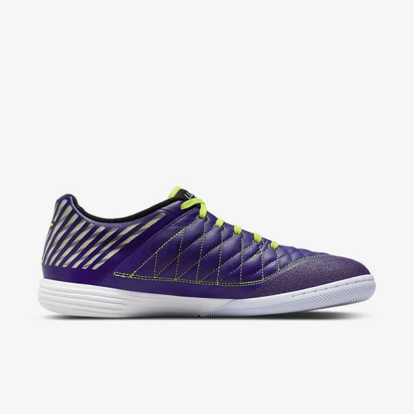 Men's Nike Lunar Gato II IC Indoor Court Football Shoes Purple / Black / White | NK618TCF