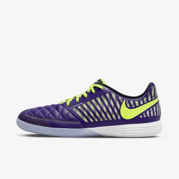 Men\'s Nike Lunar Gato II IC Indoor Court Football Shoes Purple / Black / White | NK618TCF