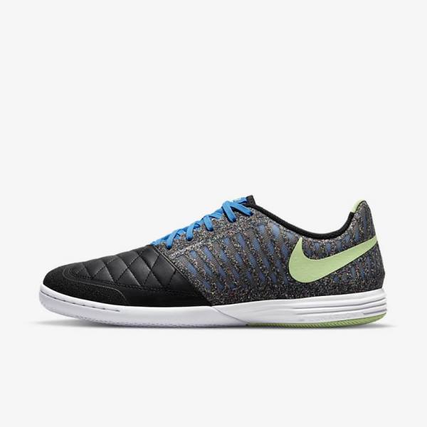 Men\'s Nike Lunar Gato II IC Indoor Court Football Shoes Black / Light Blue / Light Green | NK624ZON